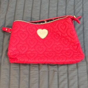 Betsey Johnson Red Quilted Heart Women's Make Up Bag